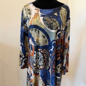 Caribe Abstract Print Tunic Top-XL